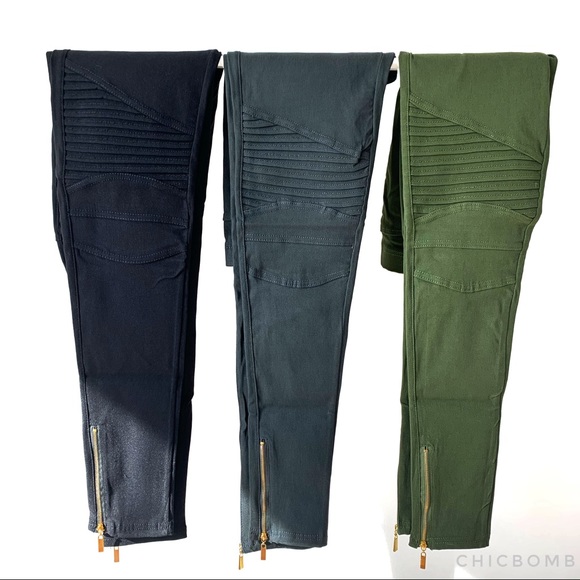 SKINNY MOTO PANTS - OLIVE - Picture 6 of 9